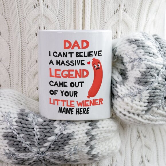 Funny 11oz White Mug for Stepdad – Dad I Can't Believe, Customize Name - Picture 3 of 4